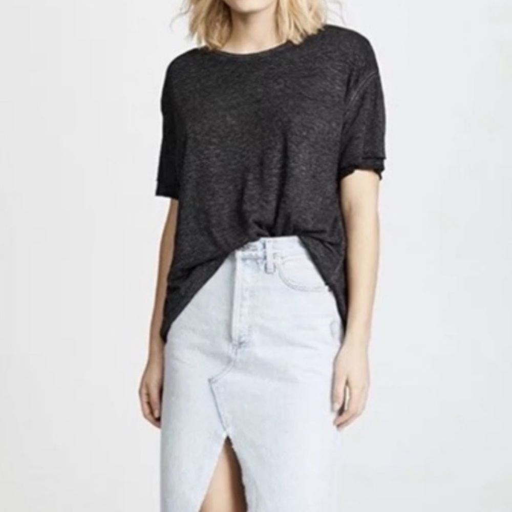 We The Free People Cloud 9 Layered Tissue Boho Tee Carbon Black XS
